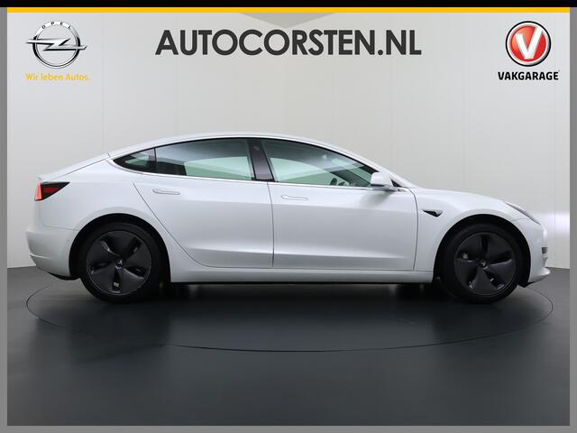 Tesla Model 3 SR+ 325PK AutoPilot Leer Pano-Dak Adaptive Cruise Lmv 18" Camera's Elektr.-Stuur+Stoelen+Spiegels+Geheugen+Easy-Entry+Verwarmde stoelen Park assistent Pdc WIFI Ecc Lane-Assist Speed-Assist Soh 85% Ecc Navi Led DAB Voorverwarmen interieur via App Keyless O