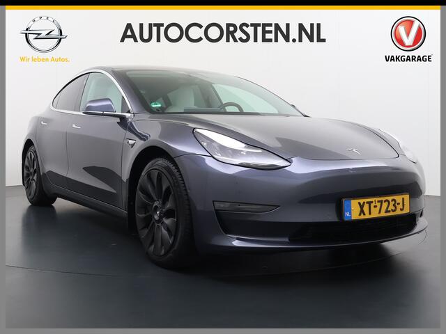 Tesla Model 3 Long Range AWD 75kWh 463PK Full Self Driving Ivoor Interieur All-Season banden Privacy Glas Premium Audio Panoramadak Navi Camera's Ecc Adap.Cruise Lmv Leder Memory Elek.Stoelen Achterbank+Stoelverwarming Keyless Wifi Origineel Nederlandse Particuliere Au