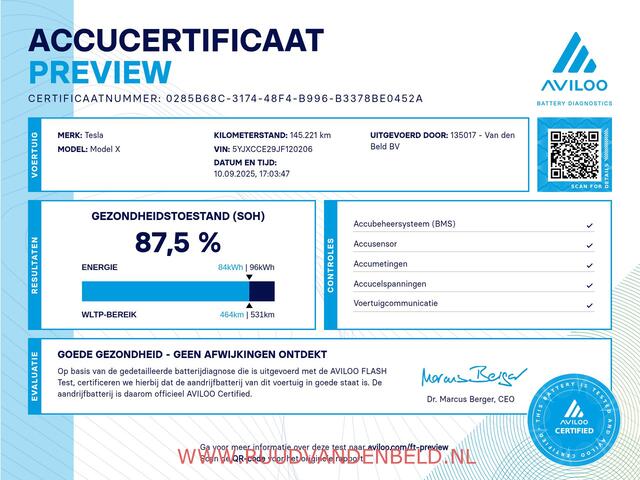 Tesla Model X 100D 7P FSD-AUTOPILOT / 88%SOH / MCU2 + CCS
