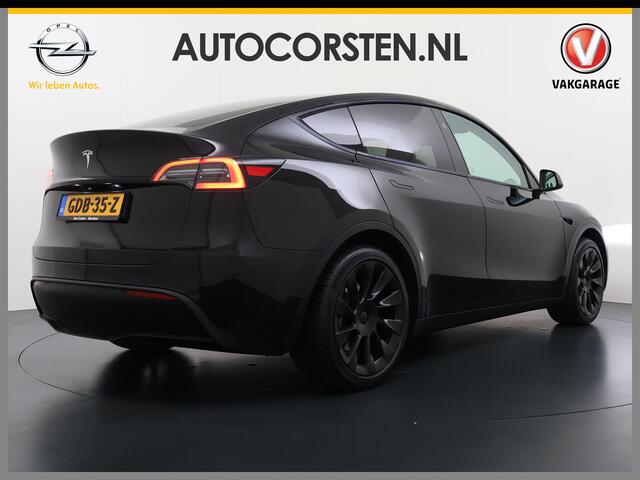 Tesla Model Y RWD LFP-Accu SOH 94% Leder Lmv 20" Warmtepomp Camera's Panormadak Adap.Cruise Navi Ecc Autopilot Stoel+Stuur+Achterbank Verwarming Elek.Achterklep Dodehoek detector Draadloze telefoonlader Origineel Nederlandse Auto Fabrieksgarantie tot 25-6-2028/80.000km
