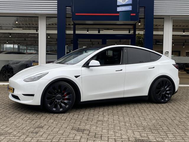 Tesla Model Y Performance AWD 75 kWh / Panodak / Stuurverwarming / Stoelverwarming V+A / Vol-Leder / Elektr.-Stoelen / Dodehoek-Detectie / Keyless / LED / Navi / 21'' LMV / ENZ.