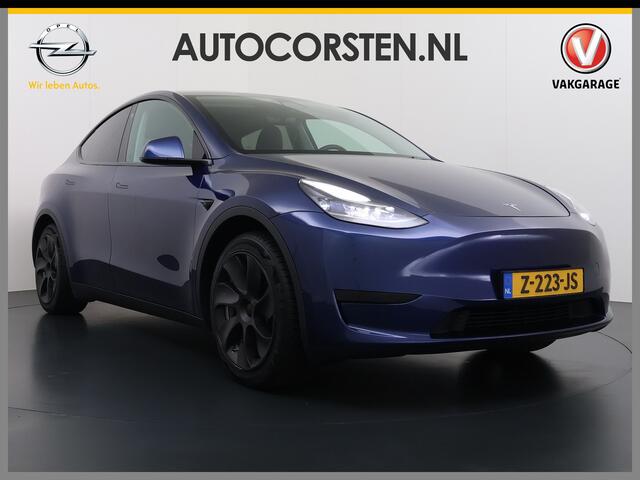 Tesla Model Y RWD 300pk Trekhaak SOH 92% Warmtepomp LFP-Accu Leer Lmv Camera's Panoramadak Adap.Cruise Navi Ecc Autopilot Stoel+Stuur+Achterbank Verwarming Elek.Achterklep Dodehoek detector Draadloze telefoonlader 1e Eigenaar 1.600KG Trekgewicht Fabrieksgarantie op Mot