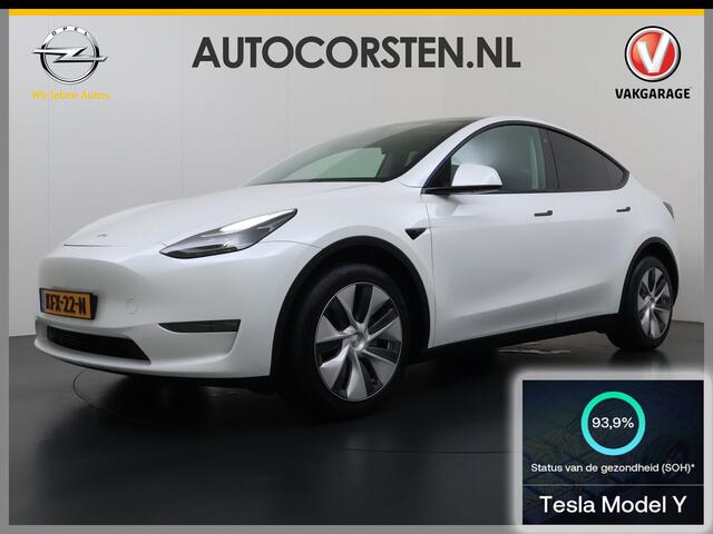 Tesla Model Y Long Range AWD 75kWh SOH 94% Warmtepomp AI-Computer Traffic Aware Adap.Cruise Leder Panoramadak Navi Ecc Camera Stoel+Stuurverwarming Privacy Glas Lmv Elek.Achterklep Led Elek.Stoelen+Memory 4WD Fabrieksgarantie tot 15-02-2027 - Garantie op de Accu+Motor