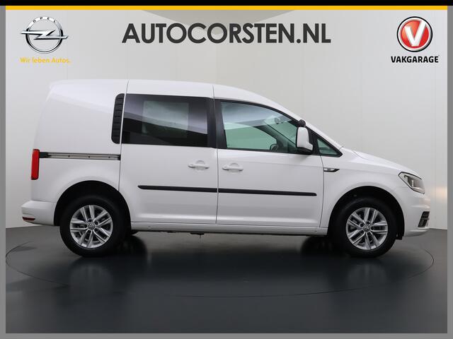 Volkswagen CADDY 2.0TDI Automaat Airco Navi Cruise Control Comfort-Stoelen Pdc Bluetooth Lmv Euro 6 L1H1 BMT Highline Achterklep Schuifdeur Zijruit Betonplex Vloer Lat om Lat Inbouwkast 1ste Eigenaar Unieke km.stand! Origineel Nederlandse Auto incl. NAP