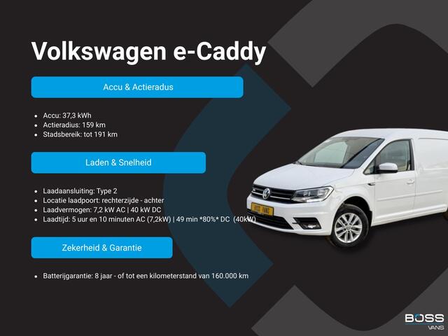 Volkswagen CADDY e-Caddy 37kWh 113PK L2H1 Elektrisch Caddy ABT Maxi 37,3kWh 159km WLTP LED Trekhaak Airco Stoelverwarming Parkeersensoren