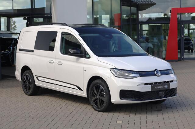 Volkswagen CADDY MAXI Cargo Flexible 1.5 TSI Flexible eHybrid Limited Edition 115PK / 85kW, Dodehoekdetectie (Side Assist), adaptieve cruise control (ACC), elektrisch verstel-, verwarm- en inklapbare buitenspiegels, achteruitrijcamera (Rear View), parkeersensoren voor en achter (PDC), trekhaak, navigatie, Apple Carplay & Android Auto, DAB+, verwarmbare voorstoelen, keyless start, 17" 'Vulcano' LMV, multifunctioneel lederen stuurwiel etc.