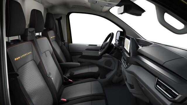 Volkswagen E-Transporter Bedrijfswagens PanAmericana L2 210 kW 286 pk Elektrische aandrijv | Climatronic climate control, 2-zones | Kunststof zijpanelen in laadruimte, hoog | Soundsystem 'harman kardon' met 4 luidsprekers, 1 center luidsprekers en 1 subwoofer | Trekhaak, vast |