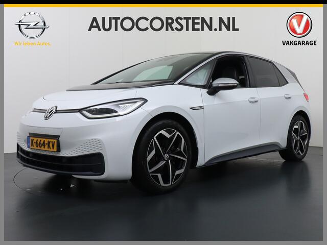 Volkswagen ID.3 58kWh 204PK First Plus Navi-Pro 19" Camera Apple Carplay Android Auto Matrix-LED Stoel-Stuurverwarming Adapt.Cruise Control Pdc Dab Keyless Lmv Bluetooth Draadloze telefoonlader Regensensor Rijstrooksensor Verkeersbord detectie ¤44.000,- Nieuw! Grootste a