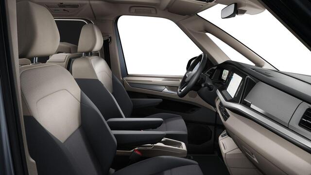 Volkswagen MULTIVAN Bulli L2 1.5 Ehybrid 180kW 245 pk DSG 4 motion | Versterkte kunststof vloerbedekking in houtlook | Multifunctionele verschuifbare tafel in passagiersruimte | Navigatiesysteem '' Discover Pro'' | Privacy Plus glas (90%) vanaf B-stijl |