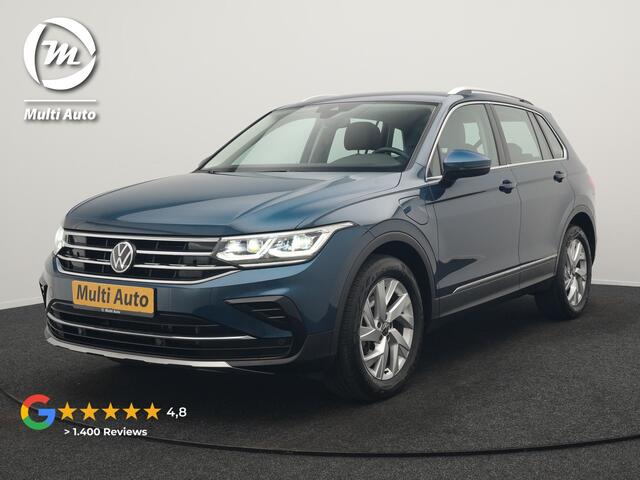 Volkswagen TIGUAN 1.4 TSI eHybrid Elegance PHEV 245pk Dealer O.H. | Trekhaak Af Fabriek | Adaptive Cruise | IQ Light | Camera | Lederen Comfortzetels Memory & Verwarmd | Sfeerverlichting | Apple Carplay | Stuur Verwarmd | Navigatie | DAB | Plug In Hybrid |