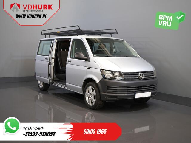 Volkswagen TRANSPORTER 2.0 TDI L2 DC Dubbel Cabine BPM VRIJ! NL Auto/ Imperiaal/ Carplay/ 18" LMV/ Cruise/ Trekhaak/ Airco