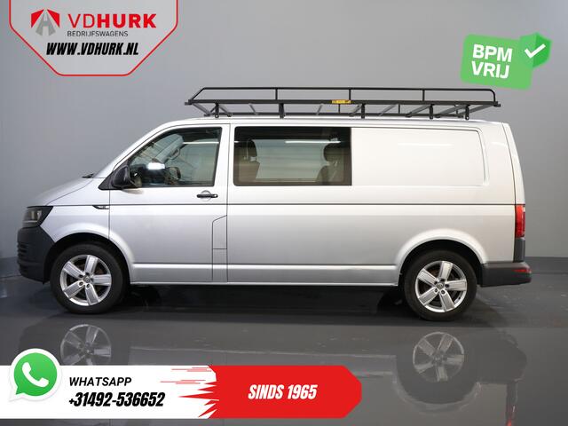 Volkswagen TRANSPORTER 2.0 TDI L2 DC Dubbel Cabine BPM VRIJ! NL Auto/ Imperiaal/ Carplay/ 18" LMV/ Cruise/ Trekhaak/ Airco