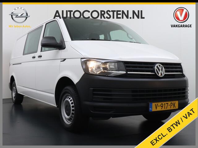 Volkswagen TRANSPORTER 2.0TDI L2H1 DUBBELE CABINE Apple Carplay Android Auto Trekhaak Airco Comfortline Betonplex Vloer Lat om Lat betimmering Euro 6 Schuifdeur Origineel Nederlandse Auto