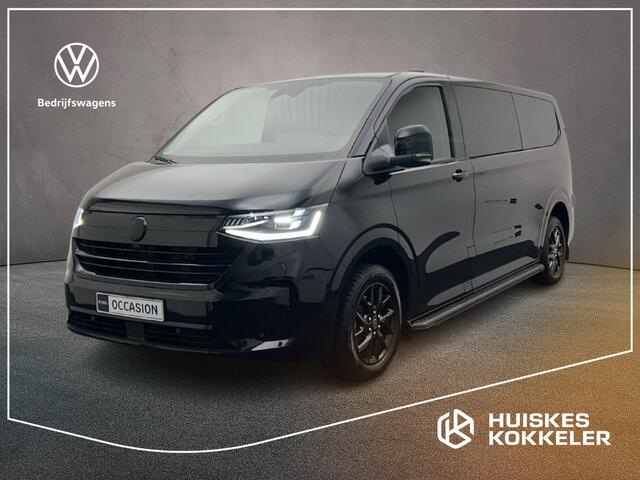 Volkswagen TRANSPORTER 2.0 TDI 150pk Automaat L2 Dubbel Cabine Bulli | Leder | Trekhaak | 360gr Camera | Sidebars | Stoelverwarming | Matrix LED | Keyless | ACC | Navigatie | Climatronic | Black on black