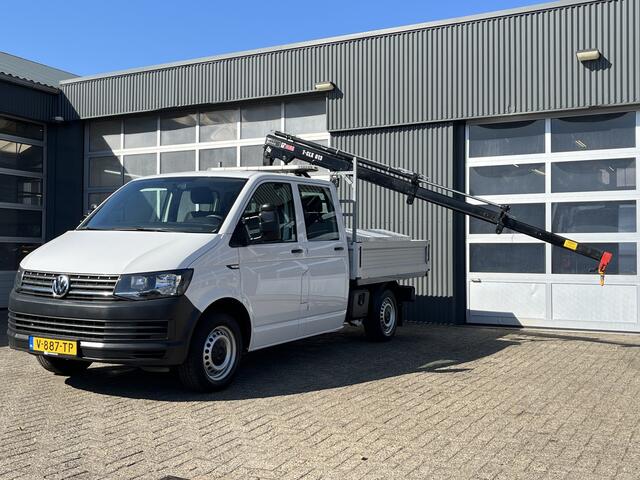 Volkswagen TRANSPORTER 2.0 TDI L2H1 DC Euro 6 Hiab 013T Laadkraan Pick up Dubbele cabine open laadbak Pick-up Airco Bluetooth Trekhaak 2200 kg 5-Persoons Telefoonverbinding 1e eigenaar Dealer onderhouden BPM vrij !!!