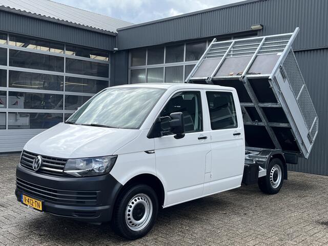 Volkswagen TRANSPORTER 2.0 TDI L2H1 DC Kipper Airco trekhaak 2200kg Trekgewicht 1e eigenaar Dealer onderhouden Telefoonverbinding Kieper P-up Open laadbak Hoge schotten 6-Persoons Euro 6 Bpm vrij!!