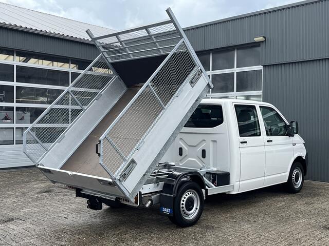 Volkswagen TRANSPORTER 2.0 TDI L2H1 DC Kipper Airco trekhaak 2200kg Trekgewicht 1e eigenaar Dealer onderhouden Telefoonverbinding Kieper P-up Open laadbak Hoge schotten 6-Persoons Euro 6 Bpm vrij!!