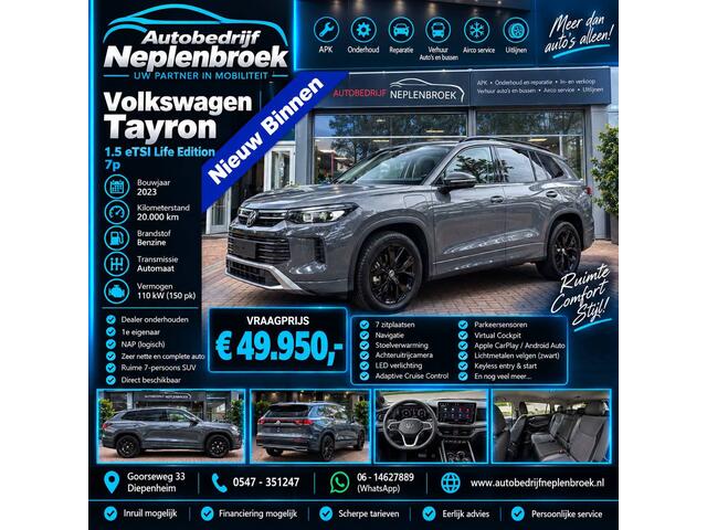 Volkswagen Tayron 1.5 eTSI Life Edition 7p Dealer onderhouden Km 20.000 Nap 1e eigenaar