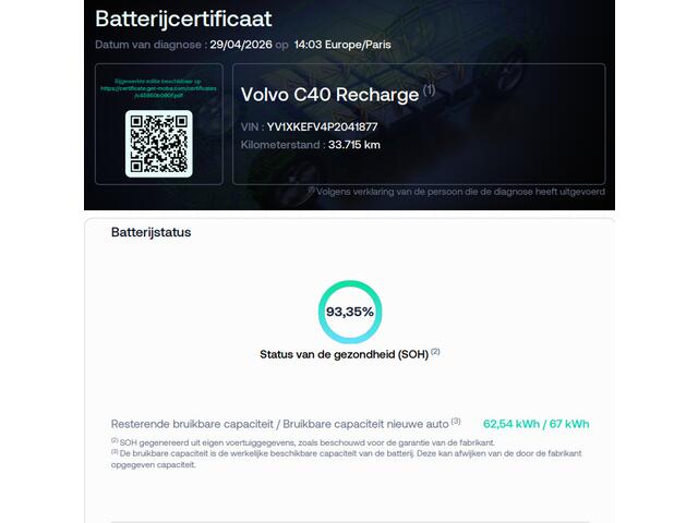 Volvo C40 Recharge Core 69 kWh | SOH 93,3% | Warmtepomp | Stoelverwarming | Stuurwielverwaming | Apple Carplay/Android Auto | LED | DAB |