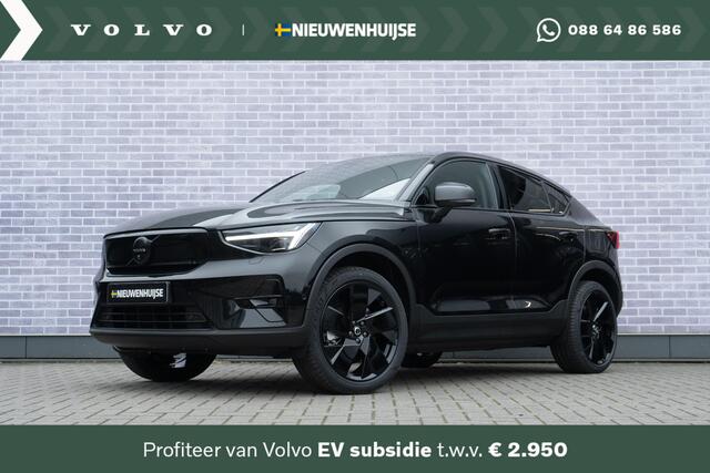 Volvo EC40 Single Motor Extended Range Plus Black Edition Google | Pano Dak | Adaptieve Cruise | Warmtepomp | Getint Glas | Stoel-/Stuurverwarming | 360 Camera | Keyless | 20" LM