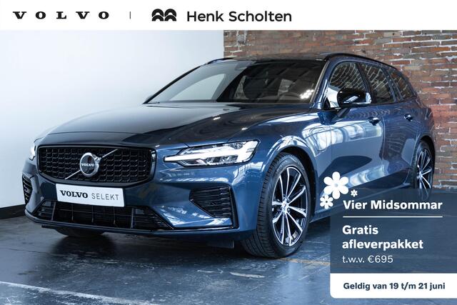 Volvo V60 T6 Plug-in hybrid AWD Plus Dark | Panoramadak | 360° parkeercamera | Parkeersensoren voor + achter | Harman Kardon premium audio | Google infotainment | Stoelverwarming | Stuurwielverwarming | Parkeerverwarming | BLIS | Adaptive cruise control |