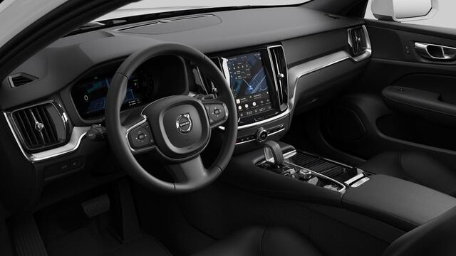 Volvo V60 T6 Plug-in hybrid AWD Essential | Google | Longe Range | Stuurverwarming | Park Assist | Getint Glas | Stoelverwarming Voor + Achter | Zwarte Hemelbekleding | Camera | Lederen Bekleding | Zitverlenging | 19" LM