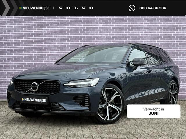 Volvo V60 2.0 T6 Plug-in hybrid AWD Ultra Dark | Sportstoelen| SOH 100%| Schuif-/Kantel dak | Full-LED | Adaptieve Cruise Control | Head-Up Display | Stoelverwarming Voor en Achter | 19" | Getint Glas | Harman Kardon Audio | BLIS |