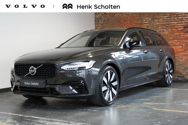 Volvo V90 T6 Plug-in hybrid AWD Ultra Dark | Panoramadak | Semi-Electrische Trekhaak | Verwarmbare voorstoelen+stuurwiel+achterbank | Premium audio by Harman Kardon | Head-up display | 360° Parkeercamera | Parkeersensoren voor + achter