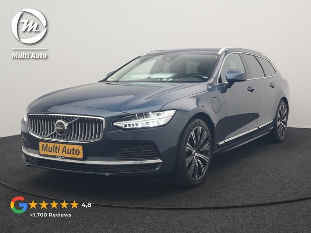 Volvo V90 T8 AWD Ultimate Bright LONG RANGE PHEV 350pk | Trekhaak Af Fabriek | Panodak | Adaptive Cruise | 360 Camera | Head Up | Lederen Sportstoelen Memory & Massage & Ventilatie | Bowers & Wilkins | Blis | Keyless | Stuur & Stoelen Verwarmd | Plug In Hybrid |