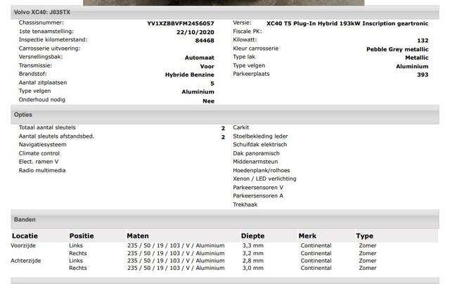 Volvo XC40 T5 180PK Recharge Inscription / Panoramadak / Leder / Trekhaak / airco-ecc./ Stuurverwarming / Apk 10-2026