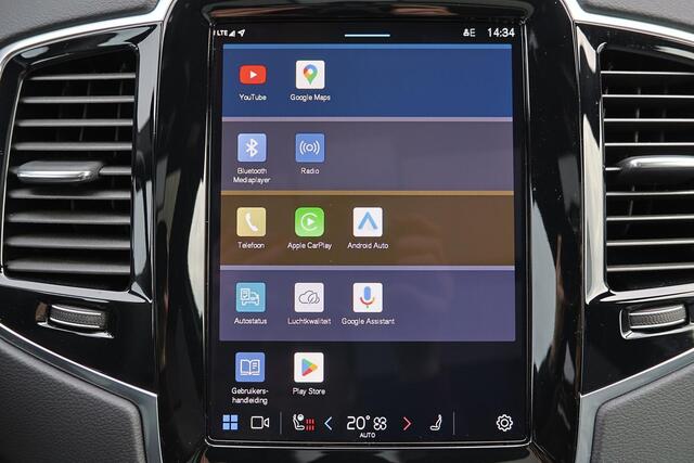 Volvo XC90 T8 Recharge AWD Ultra Bright - Luchtvering - Panorama/schuifdak - IntelliSafe Assist & Surround - 360º Camera - Bowers & Wilkins audio - Adaptieve LED koplampen - Verwarmde voorstoelen, stuur & achterbank - Parkeersensoren voor & achter - Elektr. bedienb.