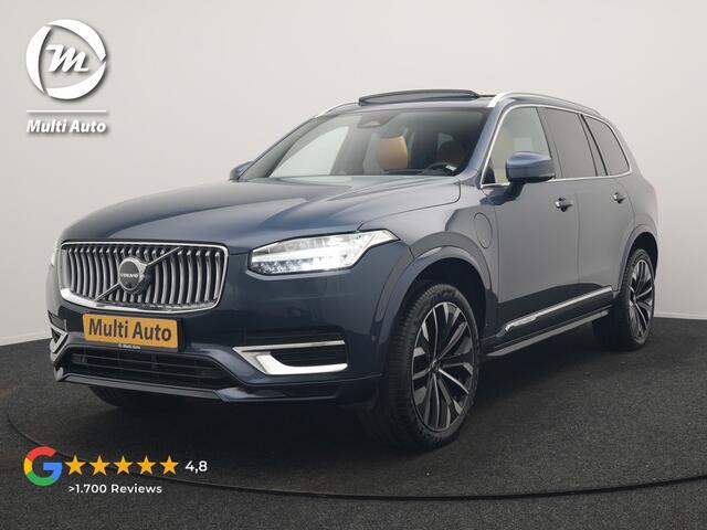 Volvo XC90 T8 Recharge AWD Ultimate Bright 7 Persoons LONG RANGE PHEV 455pk Dealer O.H. | Trekhaak Af Fabriek | Panodak | Head Up | Adaptive Cruise | 360 Camera | Bowers & Wilkins | Lederen Sportstoelen Massage & Memory & Ventilatie | Google Assistent | Stoelen & St