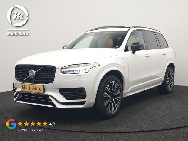 Volvo XC90 T8 Recharge AWD R-Design 7 Persoons LONG RANGE PHEV 455pk Dealer O.H. | Trekhaak Af Fabriek | Luchtvering | Panodak | Adaptive Cruise | 360 Camera | Harman / Kardon | Lederen Sportstoelen Memory & Ventilatie | Stuur Verwarmd | Keyless | Blis | 20"L.M | Pl