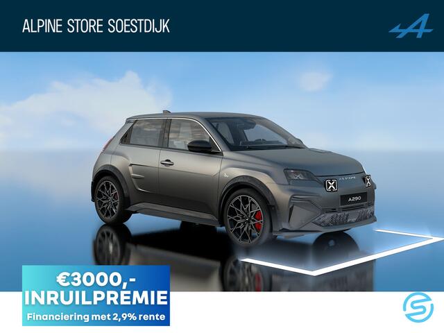 Alpine A290 GT Premium 52 kWh Lichtmetalen Velgen 19" Snowflake Diamantee / Remklauwen rood Daklijst Hypersatin | Franse vlag op C-stijl