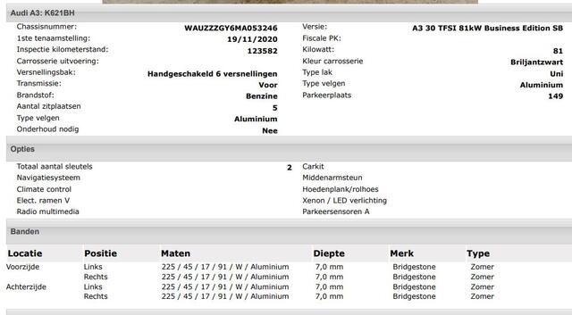 Audi A3 SPORTBACK 30 TFSI Business edition 5Drs./ Virtual cockpit / Airco-ecc./ Navigatie / Pdc./ Xenon / Radio multimedia / Apk 11-2026