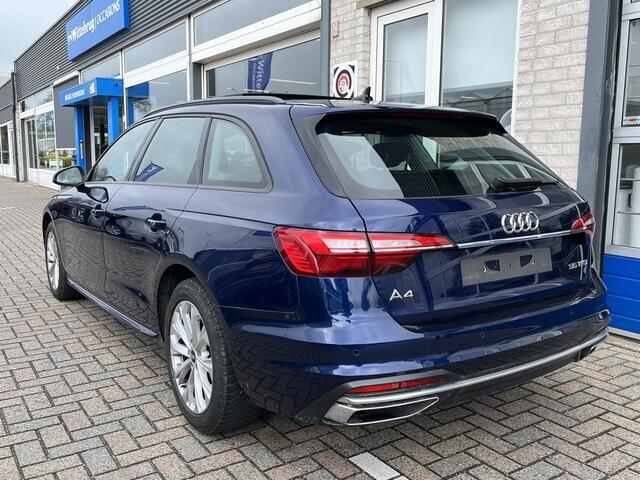 Audi A4 Avant 35 TFSI Advanced Edition / AUTOMAAT/ PANO/ PARK. SENSOREN/ ELEK. ACHTERKLEP/ CRUISE/ LED/ VIRTUAL COCKPIT/ KEYLESS/ STOELVERWARM./ SMARTPHONE INTERFACE/ NAVI/ CLIMA/ DAB/ 17" LMV