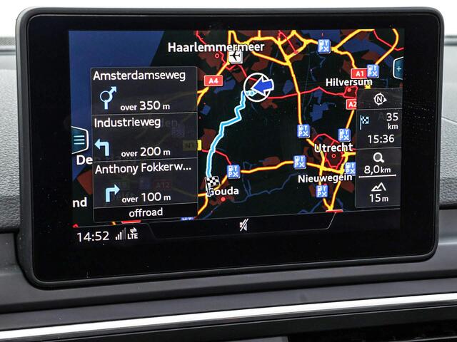 Audi A5 Cabriolet 40 TFSI 190pk S-tronic Design Pro Line Plus · Camera · Navigatie · Alarm Klasse 3 · P-Sensoren · Limiter · Stoelverwarming · Climatronic · Trekhaak · 19'' Inch ·