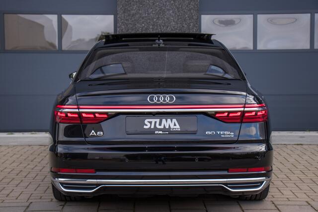 Audi A8 60 TFSI e Quattro Pro Line Plus | PHEV | Pano | Luchtvering | B&O | Matrix Laser LED | Alcantara Hemel | Leder Uitgebreid | Tour | Piano Lak | Sfeer | 3D 360 View | HUD | Dealer Onderhouden | Garantie