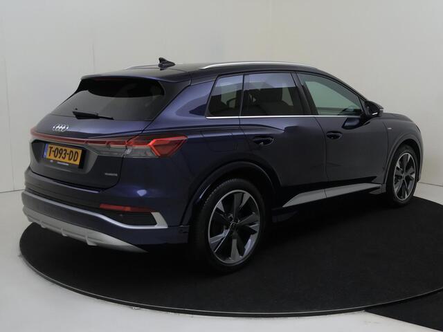 Audi Q4 e-tron 50 quattro S edition 77 kWh | Trekhaak | Head-up display | Lederen bekleding | Keyless | Dodehoek detectie | 3-zone airco | Parkeerasisstent | Adaptieve cruise control |
