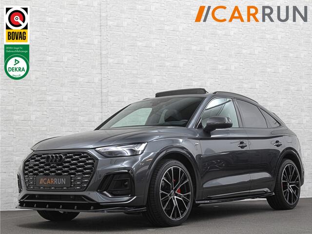 Audi Q5 Sportback S-Line | Luchtvering | Panorama | Carbon | Head-Up | Trekhaak | Keyless-Entry | Leder | Matrix-LED | Black-Optic | Standkachel | Virtual-Cockpit | Carplay | Getint Glas | Stoelverwarming | Zwarte Hemel | Draadloos Laden |