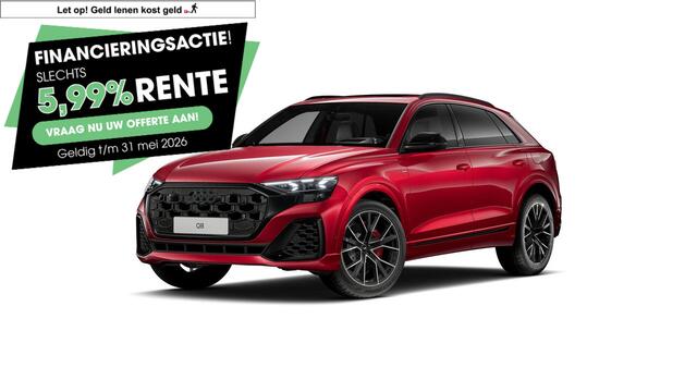 Audi Q8 60 TFSI e quattro Pro Line S Competition | 490 PK | SoH 97% | Trekhaak | Panoramadak | Bang & Olufsen Advanced Soundsystem | Matrix Laser koplampen | Vierwielbesturing | Nachtzicht | S line | Head-up display | 22" LM velgen |