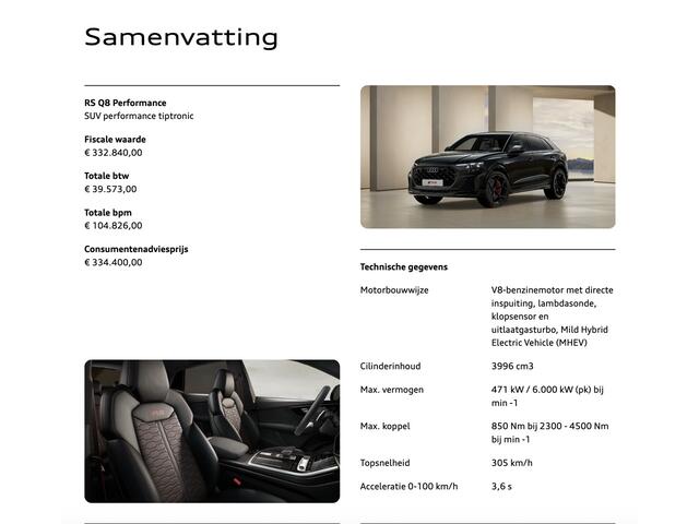 Audi RSQ8 4.0 TFSI Performance 640pk Carbon Nightv. 305 km/h