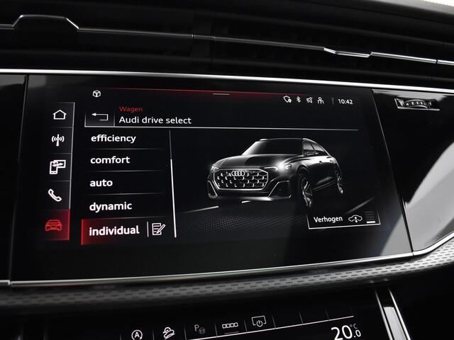 Audi SQ8 4.0 TFSI quattro 507 PK · HD-matrix + laser koplampen · Panoramadak · Audi exclusive Alcantara · Sportstoelen plus rood stiksel