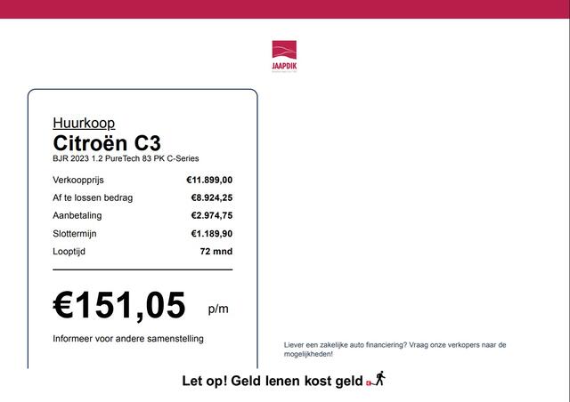 Citroen C3 BJR 2023 1.2 PureTech 83 PK C-Series APPLE CARPLAY + ANDROID AUTO | CLIMA | CRUISE | NAVI | TELEFONIE