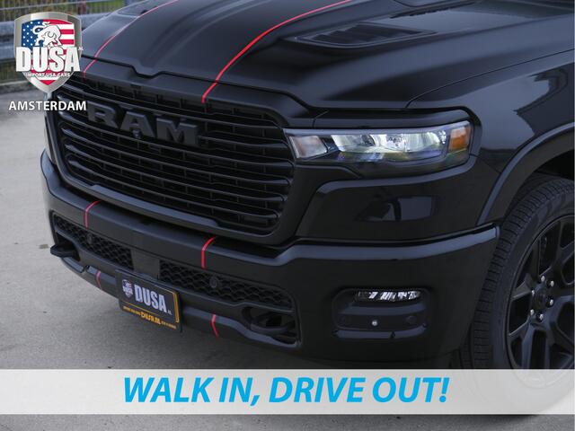 Dodge 1500 RAM Laramie | Night Edition | Crew Cab | 4X4 | 2025 Panorama | Niveau regeling | 14,4-inch Touchscreen | Passenger Display Meerprijs extra opties / Accessoires zoals Deksel, Backflip, Fenders, wraps, Stripings etc