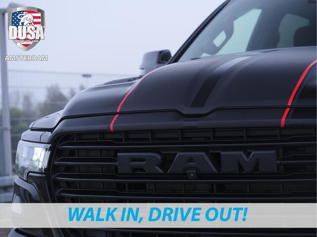 Dodge 1500 RAM Laramie | Night Edition | Crew Cab | 4X4 | 2025 Panorama | Niveau regeling | 14,4-inch Touchscreen | Passenger Display Meerprijs extra opties / Accessoires zoals Deksel, Backflip, Fenders, wraps, Stripings etc