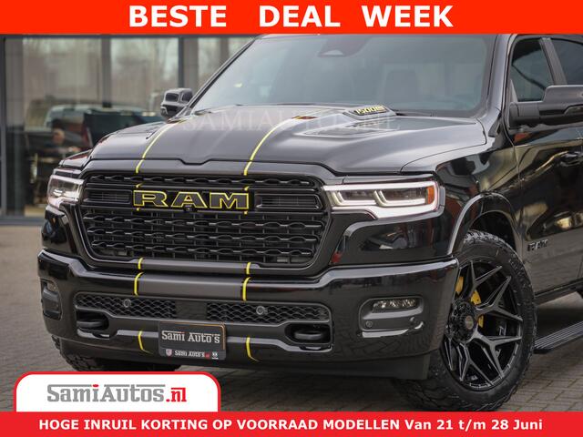 Dodge 1500 Ram Limited Night High Output 540HP 706Nm | Massage + Full Option | De Meest Luxe en Volle Pick-Up in zijn Klasse | Comfortabele Dubbele Cabine met Royale 5 Zitplaatsen | BPM vrij | Nu Leverbaar uit Voorraad | Voorraad Nr 2300 - 7689