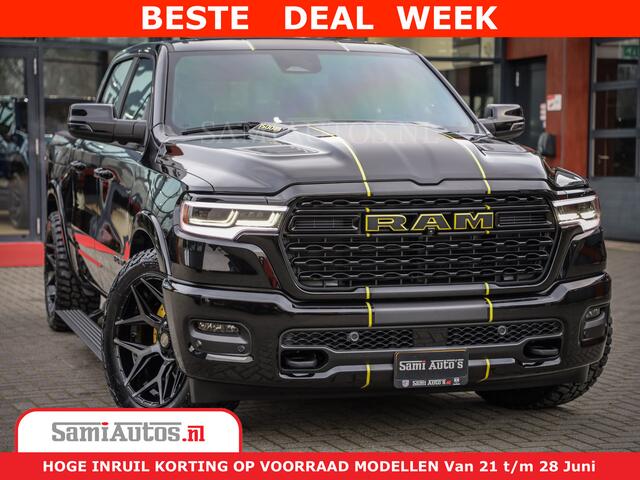 Dodge 1500 Ram Limited Night High Output 540HP 706Nm | Massage + Full Option | De Meest Luxe en Volle Pick-Up in zijn Klasse | Comfortabele Dubbele Cabine met Royale 5 Zitplaatsen | BPM vrij | Nu Leverbaar uit Voorraad | Voorraad Nr 2300 - 7689
