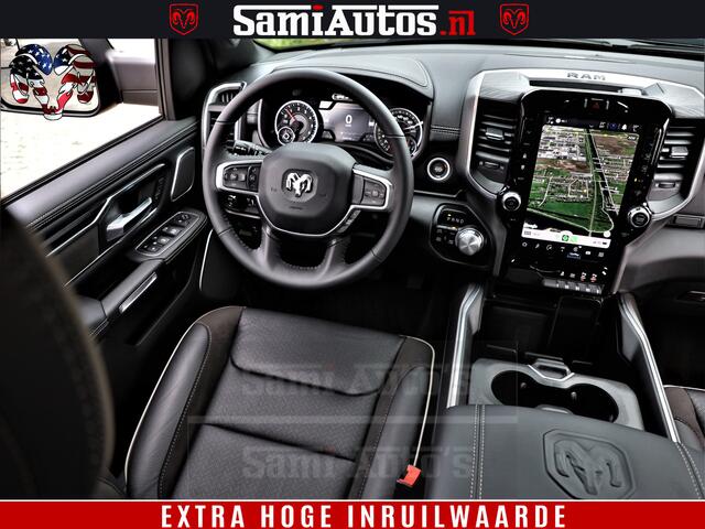 Dodge 1500 Ram Laramie Sport | HEMI 5.7 V8 4x4 | LPG | Grootscherm 12" | LARAMIE PERFORMANCE | ZWART | CREWCAB 5'7 | GRIJSKENTEKEN | DUBBELE CABINE | 5 Persoons | VOORRAAD NR 2528-641276