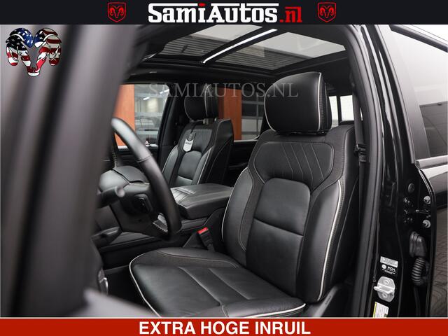 Dodge RAM PICKUP LIMITED H.O 540 PK 706 Nm | FEUL WIELEN |XB9 | MASSAGE | BOM VOL | CREW CAB | DUBBELE CABINE | GRIJSKENTEKEN | 5 PERSOONS | DE MEEST LUXUEUZE en BEGEERDE Pick-up